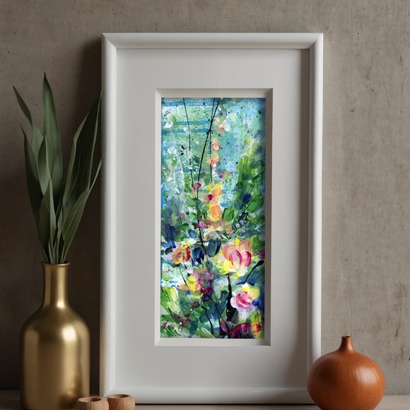Original Abstract Floral Watercolor Painting - Floral Encounters 2 - Picture 1 of 7